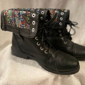 Marvel brand , comic print lined combat boots